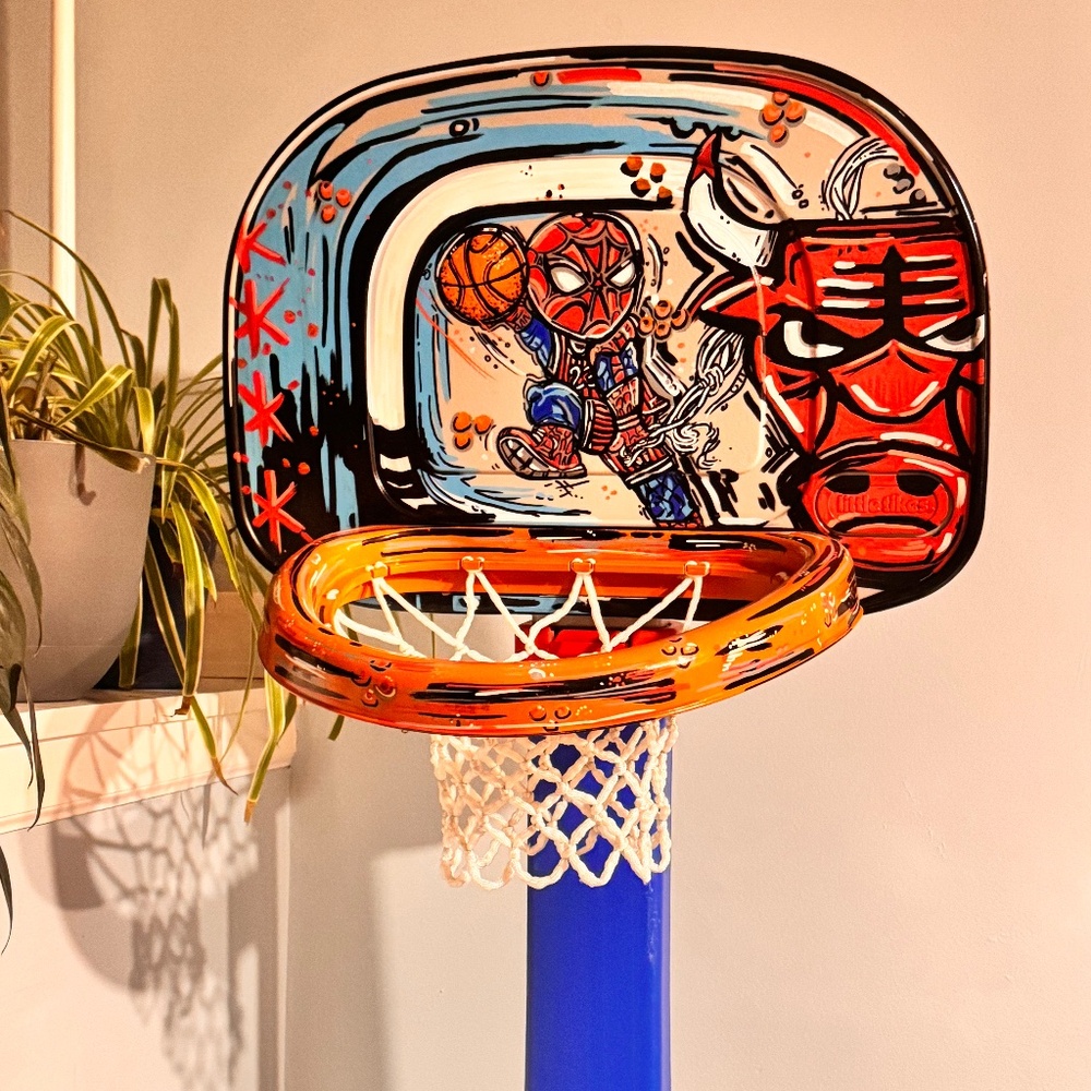 Little Tikes Basketball Hoop - Hand painted Chicago Bulls Spiderman